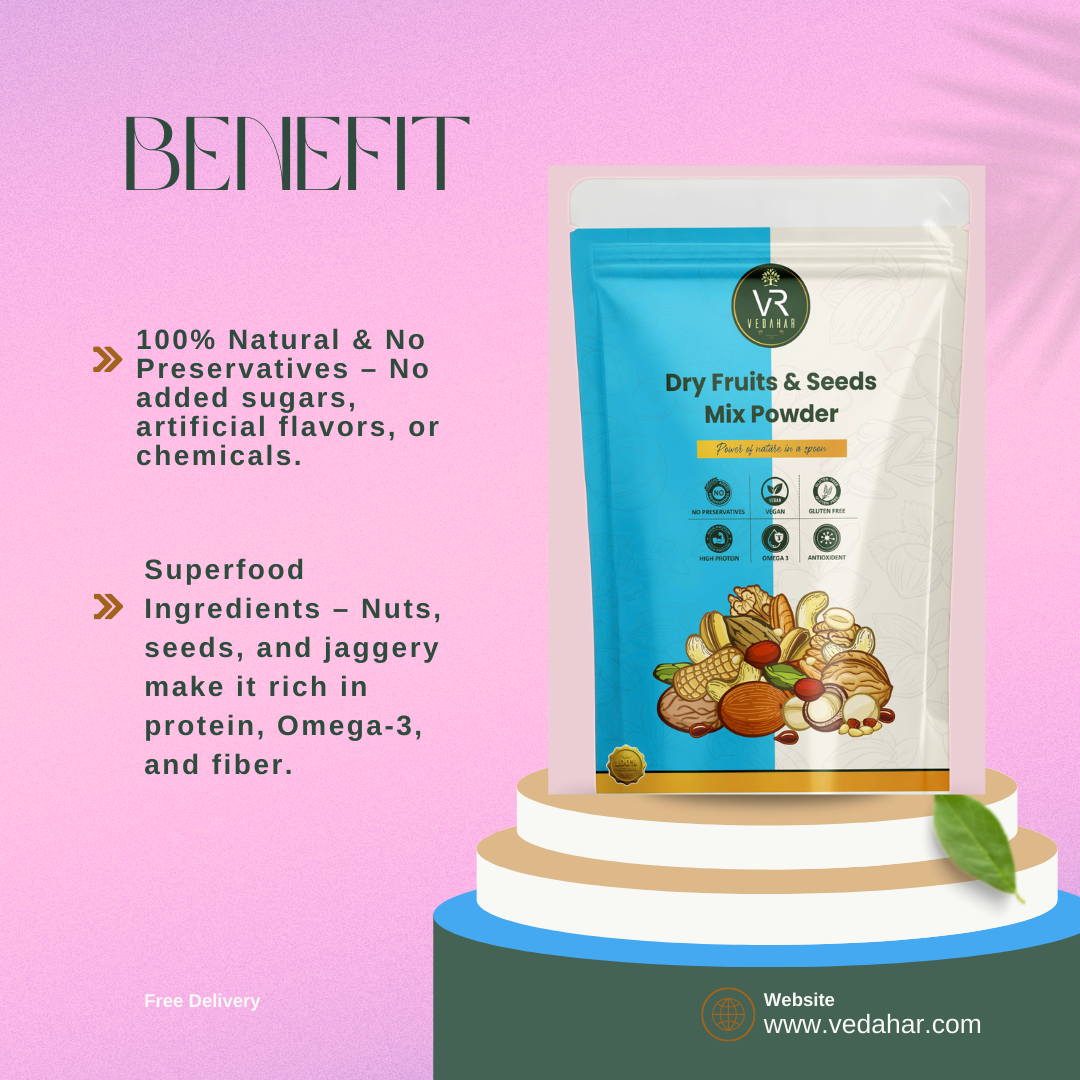 Vedahar Premium Nuts & Seeds Mix | Protein-Rich, Healthy Superfood for Daily Energy | No Preservatives & Gluten-Free